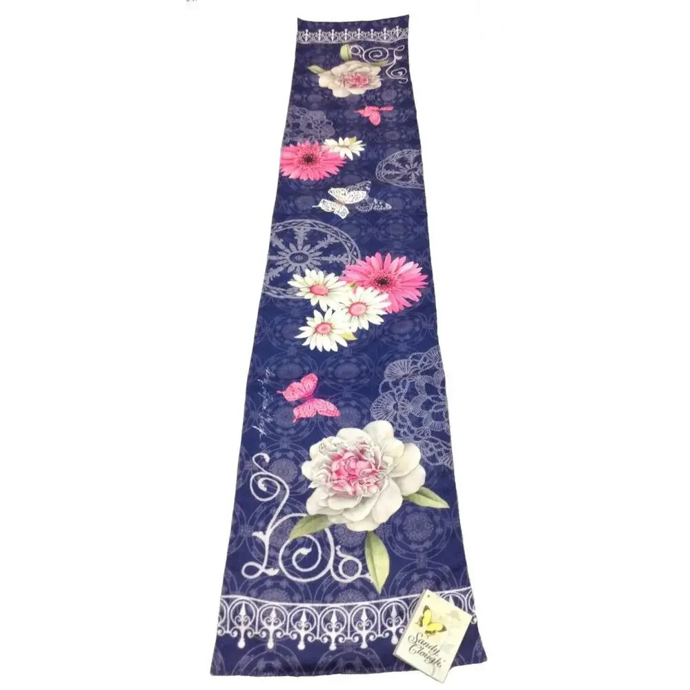 Sandy Clough Home Table Runner Lined Spring Decor Peonies Made in USA 72